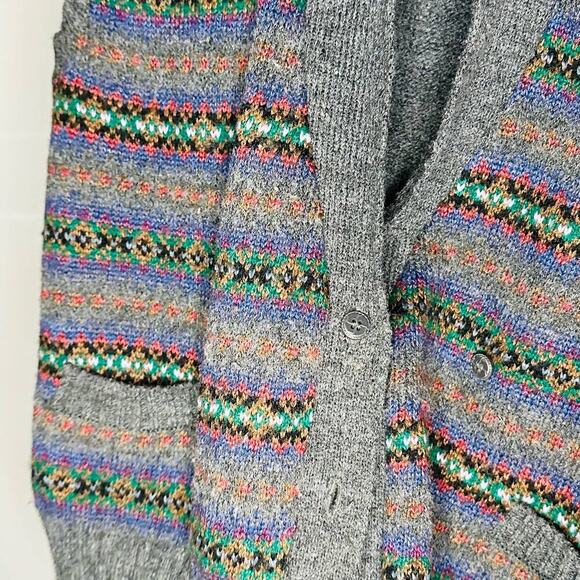 Bramble Lane Gray Acrylic Sleeveless Button Front Striped Sweater Vest Size L - Picture 6 of 7